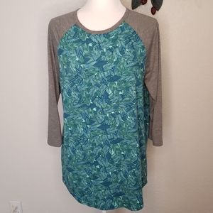 Luluroe Women's Lg long feather print shirt